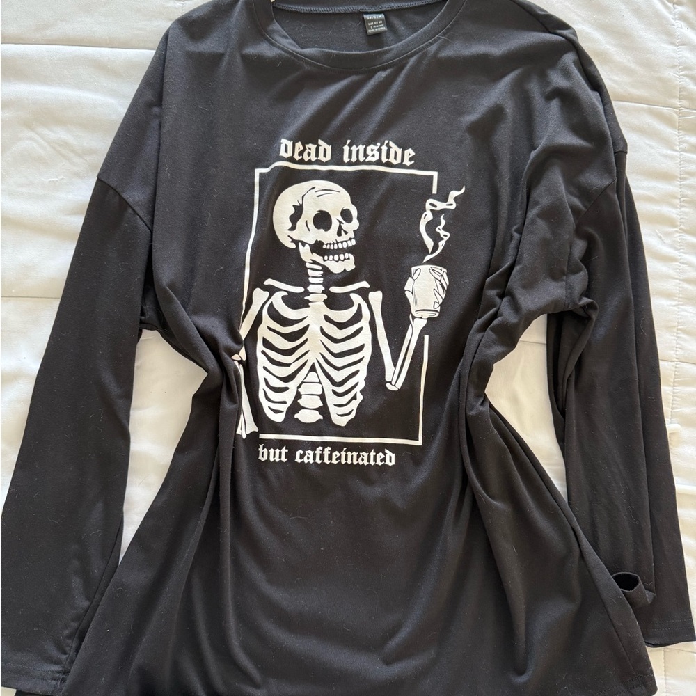 SHEIN Black Oversized Long Sleeve Tee